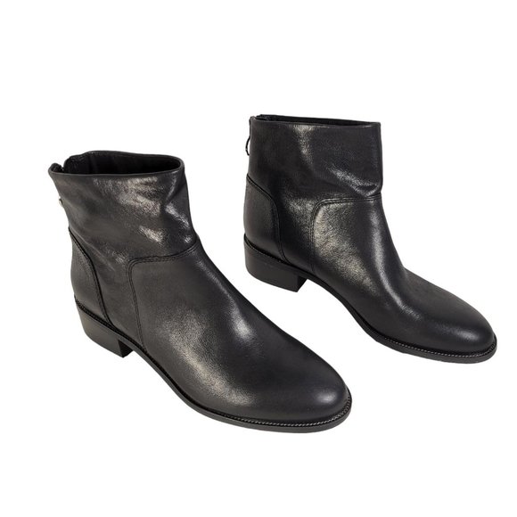 Franco Sarto Shoes - Franco Sarto L-BRADY Black Leather Back Zip Bootie Women Size 10